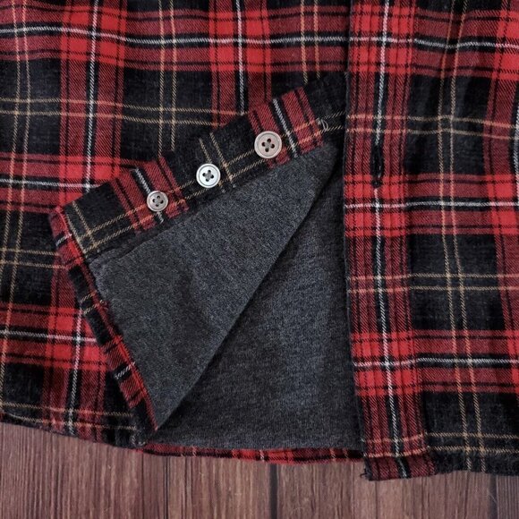 Carbon 2 Cobalt Mens Large Black Red Plaid Lined Flannel 2 Pockets L/S Shirt - Picture 12 of 16